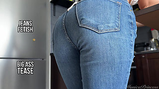 Tight Jeans and Exposed Belly in the Kitchen
