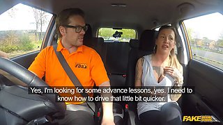 She gets a muddy creampie after her advanced driving lesson - faux driving school