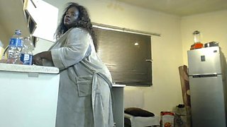 Ebony BBW Masturbating While Doing Home Chores