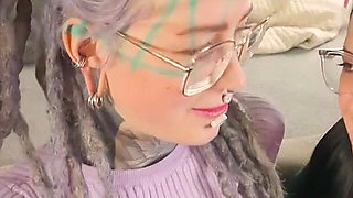 POV Anal Threesome with Tattooed Dick and Thick Goth Babe