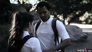 Schoolgirl with a black boyfriend and a jealous brother