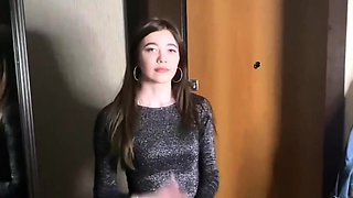 Step sister sucked brother`s dick in the hallway