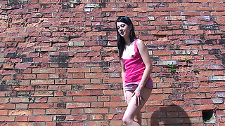 Cute Teen Lolly Flashing Her Small Tits and Pussy Outdoors
