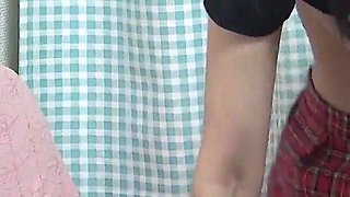 Tiny Miniskirt Uniform and Thong Panties Wedgie Pussy, Watch Big Tits Japanese Girl Akane Iruma From Under the Desk