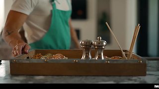 An innocent 18 year old teens sushi party turns into foursome