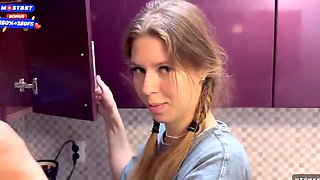 Sweet Russian Cutie Sucks Guys Trunk In Homemade