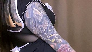 Massive juggs brunette fatty strips and jerks solo