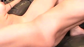 Sexy and tired she gets fucked by her stepmother in the living room