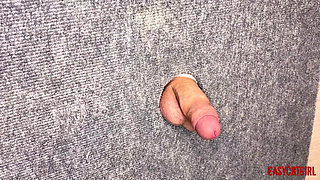 I Took a Close-up Shot of Glory Hole - Spanking My Feet on the Cock and Balls of a Slave Easycbtgirl