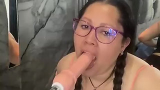 I practice oral exercises with my sex machine, I want to put a cock this big in my mouth.