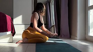 Murmuriel Yoga POV Fucking - Big Natural Tits Russian Babe Stretching and Dildo Fucking