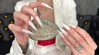 Hot White Color Long Nails, Sharp Claws, Long Fingers and Hands Worship