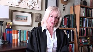 Mature blonde vixen in stockings goes to gyno exam