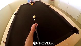 POVD Pool table masturbation and fuck with brunette Samantha Hayes