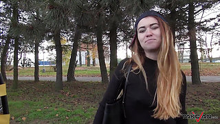 Extremely hard way to drill blonde polish teen in van