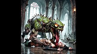 AI Dungeon Sluts 57: Kleio Fucked By Moss Monster With AI Voice - Big Cock Blowjob & Deep Throat Teen