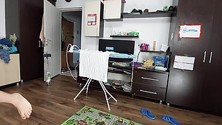 Sexy Wife Doing Chores in the House Naked