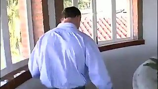 Ariel Paola very hot brazilian maid fucked by her boss: Blowjob, Cumshot  Interracial Porn