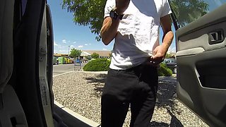 Covertly pissing black jeans in public