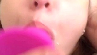 Lovely Amateur teen brunette masturbating outdoor