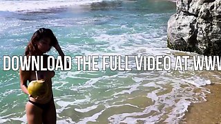 Tiny Mexican teen beauty beach posing