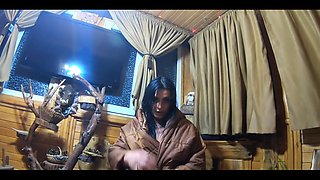 Milfycalla - Smoking and a Lot of Cum on My New Light Brown Long Jacket 181 - I Really Like to Suck Cock While Wearing This Long