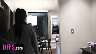 BFFS - Naughty besties finger fucked and drilled with a strap-on dildo on pajama party