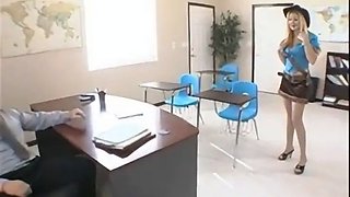 The amazing blonde hottie is busted and fuck teacher as punishment