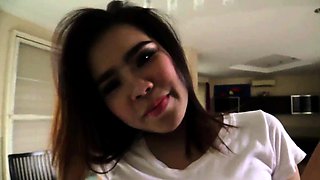 Big tit Thai teen with braces is a great cock sucker