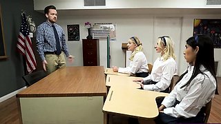 Students tag team to fuck their teacher