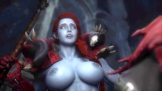 Thicc monster girl hellbender from Guardians of the Galaxy in a 3D POV scene