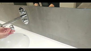 This Hot Italian Babe Gets Fucked in the Male Bathroom Part 2