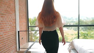 Fucks his redheaded teen boss so he won't loose his job pov