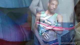 Black Amateur Twink Stroking His Big Dick