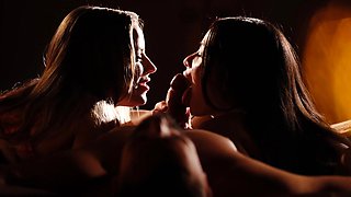 Nicole Aria and Cassie Del Isla share a cock in stunning lingerie