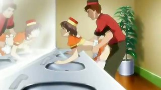 Service man anal owns maid in toilet