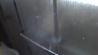 Steamy bitch masturbates in the shower