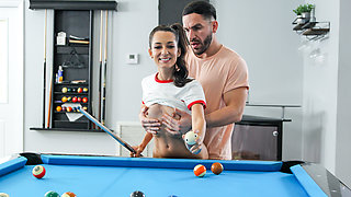 Freya Von Doom sucks firm cock and gets fucked on the pool table