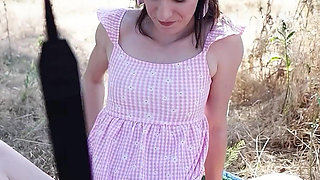 German Scout - Petite 150cm Teen Dragon Fruit with Long Labia at Outdoor Casting Fuck