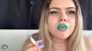 Exotic Blue Lips Smoking - Heavy Smoke Fetish