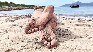 Sexy leggy brunette enjoys foot fetish