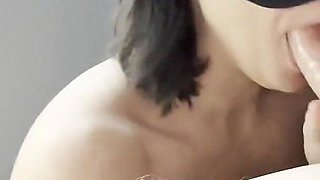 Horny Girl Drops to Her Knees and Sucks Boyfriend for a Pulsating Oral Creampie