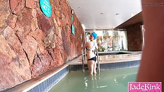 Hot Amateur Couple Fucking Hard in Sauna - Rough Blowjob & Pool Sex