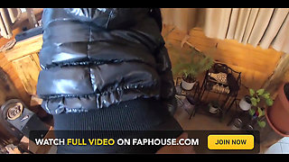 Milfycalla- a Lot of Cum on My Black Down Jacket and Black Leather Leggings 216