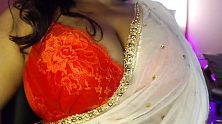 Opening Sari and Bra Then Hot Nude Boobs Press.