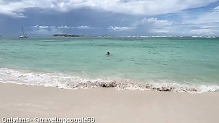 Wife Sharing on Nudist Beach While Hubby Records, Teenage Slut Gets Fucked by a Random Guy on a Nudist Beach