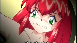 Redhead hentai girl caught and poked all hole by tentacles cock