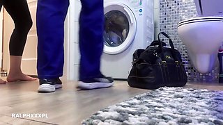 Housewife Stuck In Washing Machine And Plumber Fucked Her