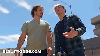 (Anna Chambers) saves her neighbour (Robby Echo) after an accident with a skateboard - reality kings