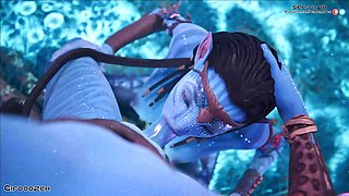 Gifdoozer Avatar Neytiri Performs Intense Deep Throat in the Jungle: Passionate, Hardcore Sex with a Seductive